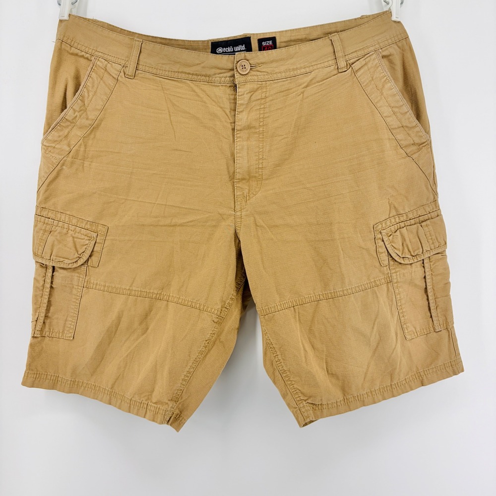 Ecko Unltd Shorts Men 40 Tan Ripstop Cargo Khaki Utility Streetwear Gorpcore 11"